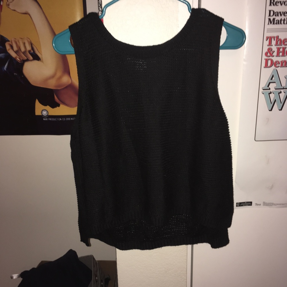 Black, knit sleeveless top